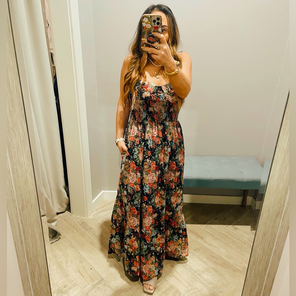 AUREUM Bustier WISHFUL Floral Midi Dress NWT Anthropologie